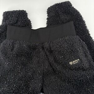 Justice Sport Girls 10 M Black Fuzzy Sherpa‎ Sparkle Jogger Pants